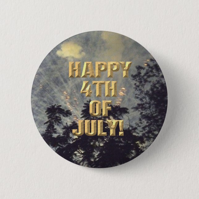 Badge Rond 5 Cm Bouton Fireworks 19 4 juillet (Devant)