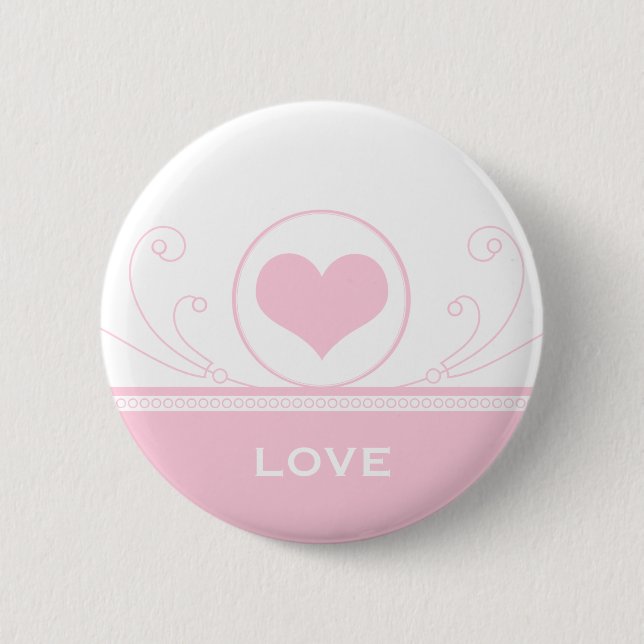 Badge Rond 5 Cm Bouton Flacon Coeur Mod, Rose Clair (Devant)