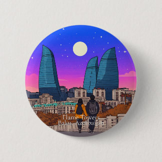 Badge Rond 5 Cm Bouton Flame Towers