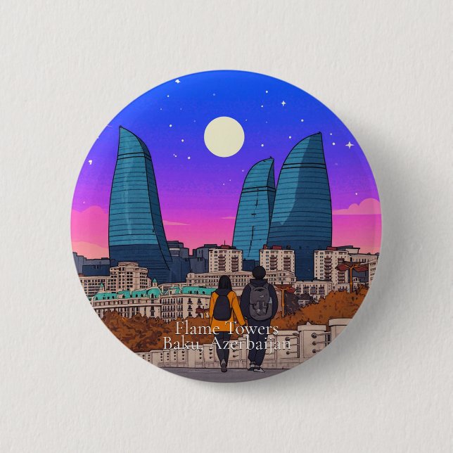 Badge Rond 5 Cm Bouton Flame Towers (Devant)