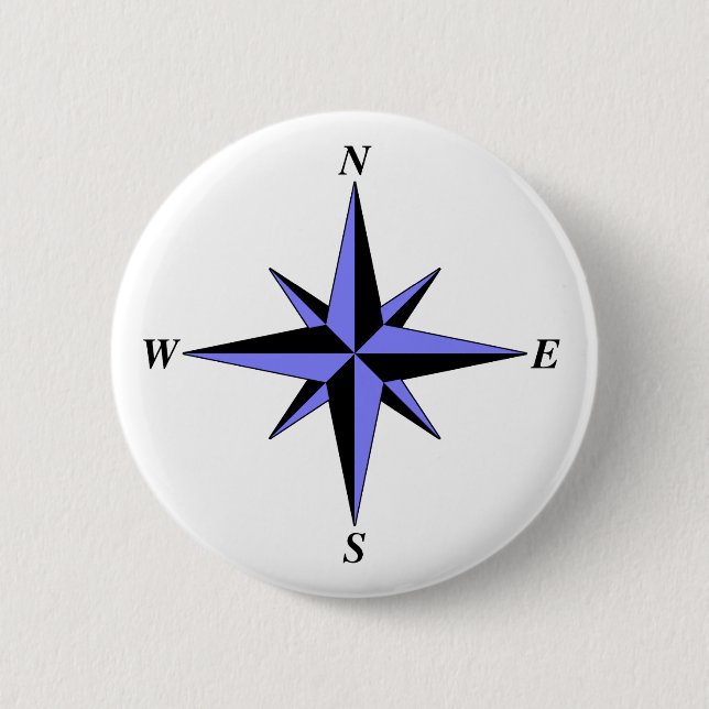Badge Rond 5 Cm Bouton Flèche nord bleue (Devant)