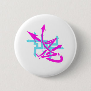 Badge Rond 5 Cm Bouton Flèches Abstraites