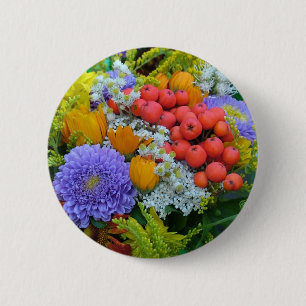 Badge Rond 5 Cm Bouton Fleur