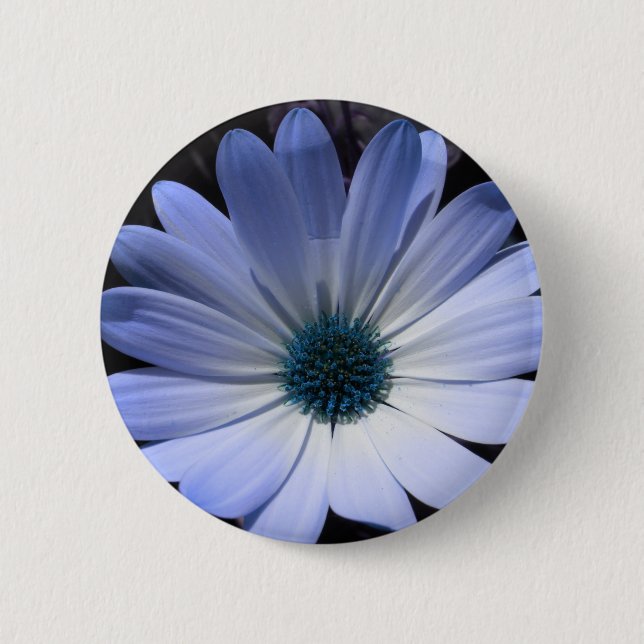 Badge Rond 5 Cm Bouton Fleur Bleu Faisy (Devant)