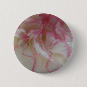 Badge Rond 5 Cm Bouton Fleur Carnation blanche et rose