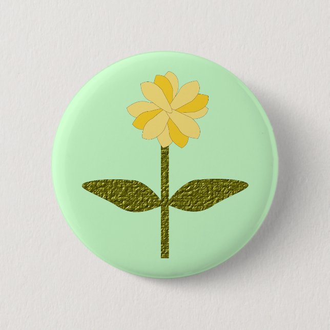 Badge Rond 5 Cm Bouton Fleur de marguerite jaune (Devant)