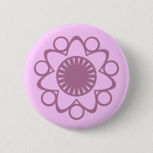 Badge Rond 5 Cm Bouton Fleur de Vie, Lavande