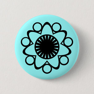 Badge Rond 5 Cm Bouton Fleur de Vie, Noir