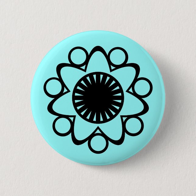 Badge Rond 5 Cm Bouton Fleur de Vie, Noir (Devant)