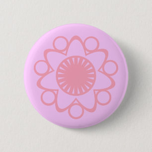 Badge Rond 5 Cm Bouton Fleur de Vie, Rose