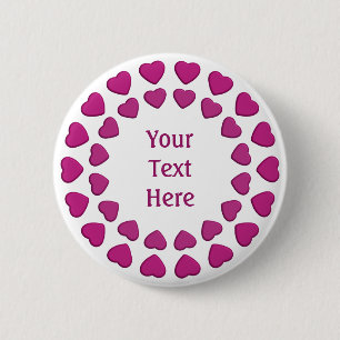 Badge Rond 5 Cm Bouton Fleur des Coeurs, personnaliser