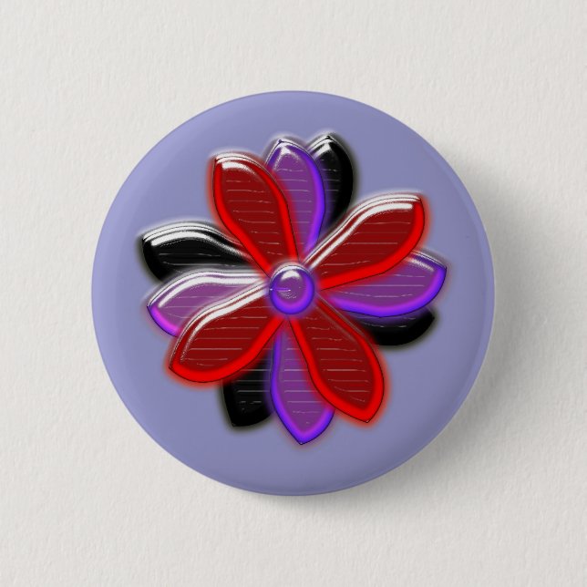 Badge Rond 5 Cm Bouton Fleur Faisy Brillant (Devant)