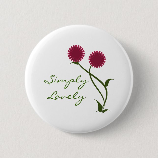 Badge Rond 5 Cm Bouton Fleur Lovely, Fuchsia (Devant)