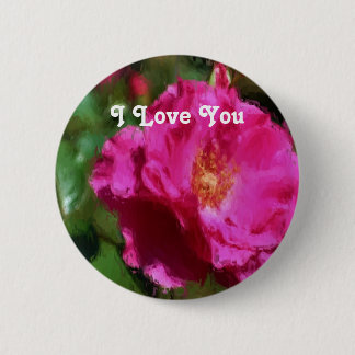 Badge Rond 5 Cm Bouton Fleur Rose Pink
