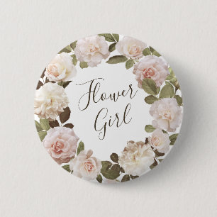 Badge Rond 5 Cm Bouton Fleur Rose vintage