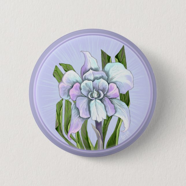 Badge Rond 5 Cm Bouton fleur Smeraldo (Devant)