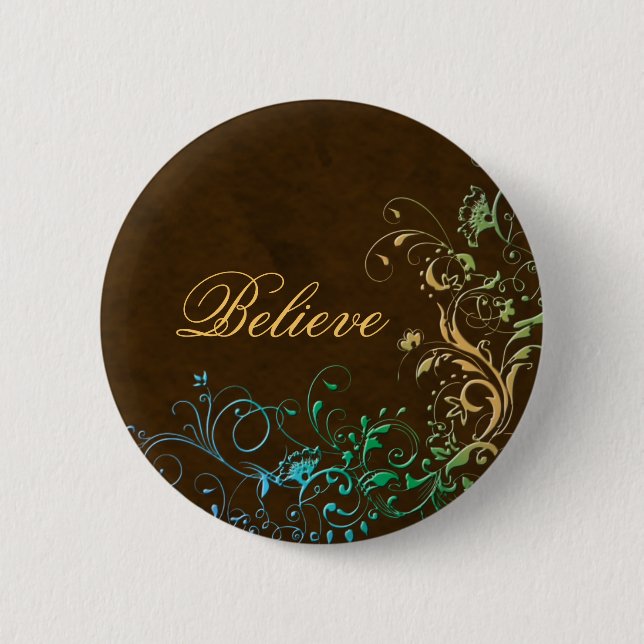 Badge Rond 5 Cm Bouton fleuri (Devant)