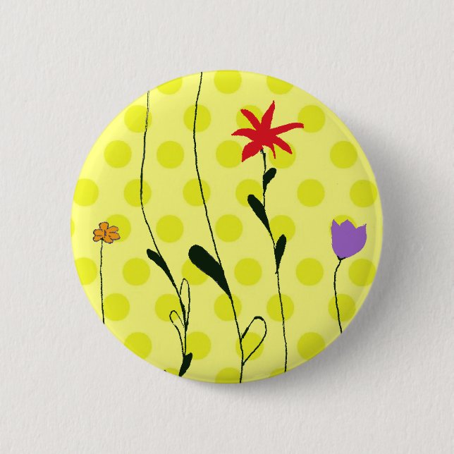 Badge Rond 5 Cm Bouton Fleurs (Devant)