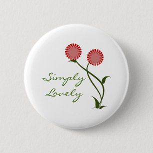 Badge Rond 5 Cm Bouton Fleurs Belles, Rouge