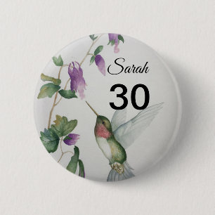 Badge Rond 5 Cm Bouton Fleurs de jardin d'oiseaux jolies