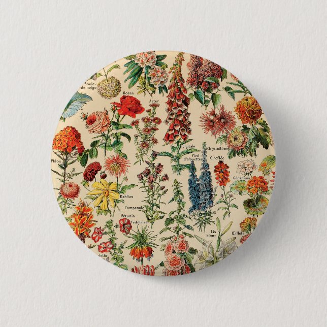 Badge Rond 5 Cm Bouton Fleurs vintages (Devant)