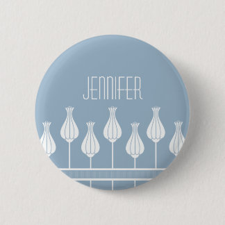 Badge Rond 5 Cm Bouton floral Art déco bleu clair