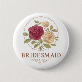 Badge Rond 5 Cm Bouton Floral Blanc - Demoiselle d'Honneur