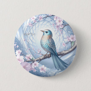 Badge Rond 5 Cm Bouton floral Blue Bird