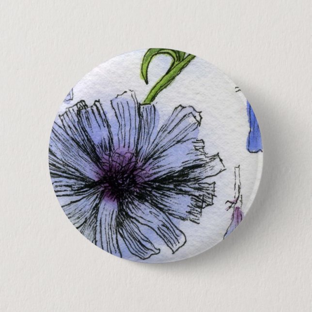 Badge Rond 5 Cm Bouton floral "chickory" (Devant)