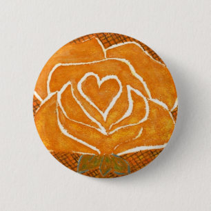Badge Rond 5 Cm Bouton floral "Coeur Rose #3"