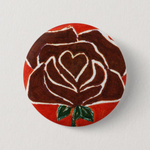 Badge Rond 5 Cm Bouton floral "Coeur Rose #7"
