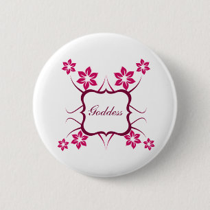 Badge Rond 5 Cm Bouton floral de déesse, Magenta
