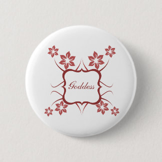 Badge Rond 5 Cm Bouton floral de la déesse, rouge brique