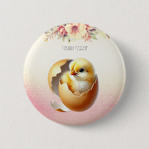 Badge Rond 5 Cm Bouton floral de petite éclosion de poulet