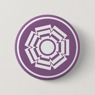 Badge Rond 5 Cm Bouton Floral Groove, aubergine