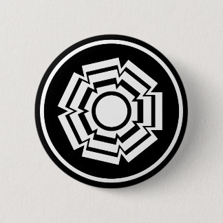 Badge Rond 5 Cm Bouton Floral Groove, Noir