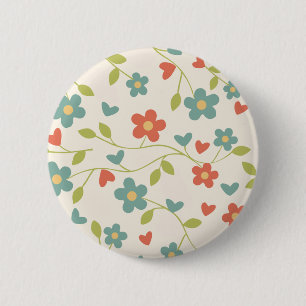 Badge Rond 5 Cm Bouton Floral motif