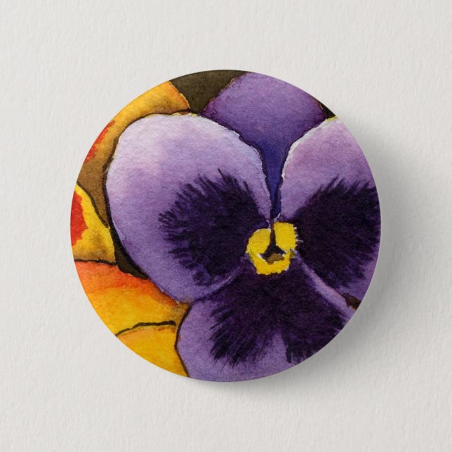 Badge Rond 5 Cm Bouton floral "Pansy #1" (Devant)