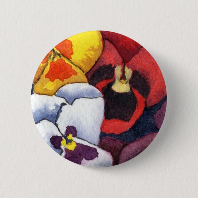 Badge Rond 5 Cm Bouton floral "Pansy #2" (Devant)