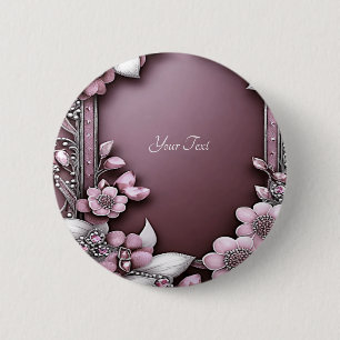 Badge Rond 5 Cm Bouton floral rose