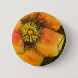 Badge Rond 5 Cm Bouton floral "Rose sauvage jaune"