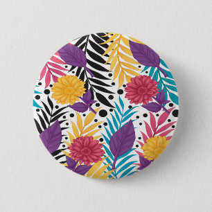 Badge Rond 5 Cm Bouton Floral Tropical Éclat Estival Audacieux