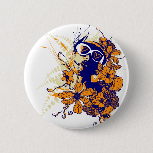 Badge Rond 5 Cm Bouton floral urbain (Devant)