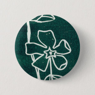 Badge Rond 5 Cm Bouton floral "Vinca verte"