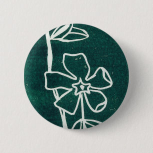 Badge Rond 5 Cm Bouton floral "Vinca verte"