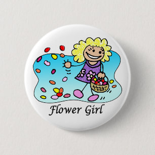 Badge Rond 5 Cm Bouton Flower Girl
