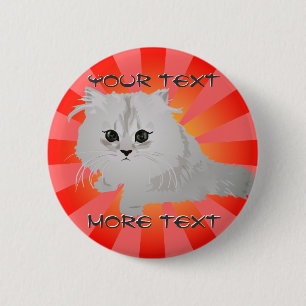 Badge Rond 5 Cm Bouton Fluffy Kitten