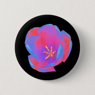 Badge Rond 5 Cm Bouton Fluorescent Tulip