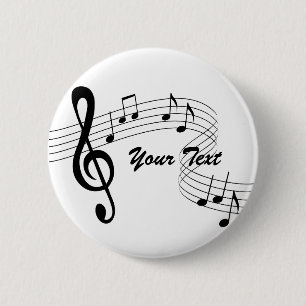 Badge Rond 5 Cm Bouton Flux de musique (n'importe quelle couleur)