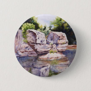 Badge Rond 5 Cm Bouton Flux, rivières et lacs